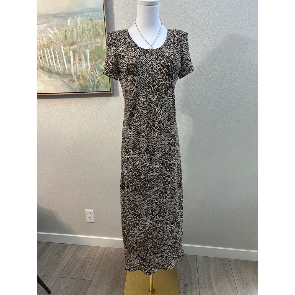 Vintage 90s Leopard Print Maxi Dress Size S/M